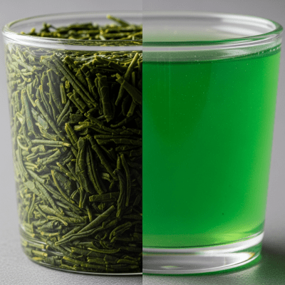 Cross-sectional close-up of a Gyokuro