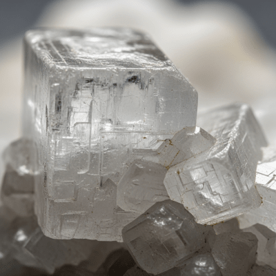 Macro shot of Gypsum, of the taxonomy minerals, showing detailed crystal structure and surface texture