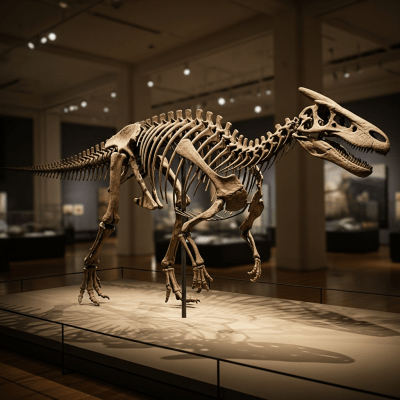Museum exhibit style rendering of a single Hadrosaurus