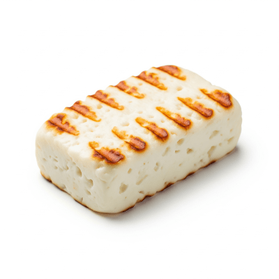 High quality studio photograph of a single Halloumi
