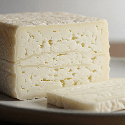 Close-up cross-sectional view of a Halloumi, showing its internal texture and structure