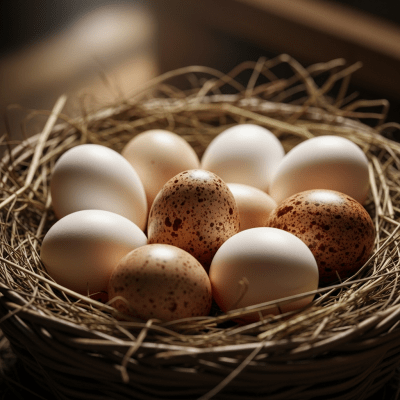 Image depicting eggs laid by a Hamburg, contextualized within the chicken taxonomy