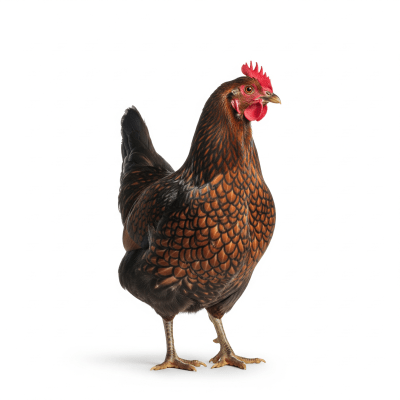 High quality studio photograph of a single Hamburg from the chicken taxonomy