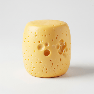 High quality studio photograph of a single Havarti