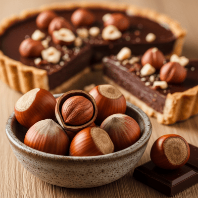 Photograph of a Hazelnut (nuts) as used in cuisine, such as in a dish or as an ingredient