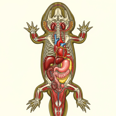 An anatomical cross-sectional illustration of a Hellbender