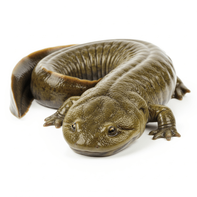 High quality, studio-style photograph of a single Hellbender
