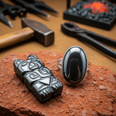 Depiction of Hematite, as it is used or valued in human culture