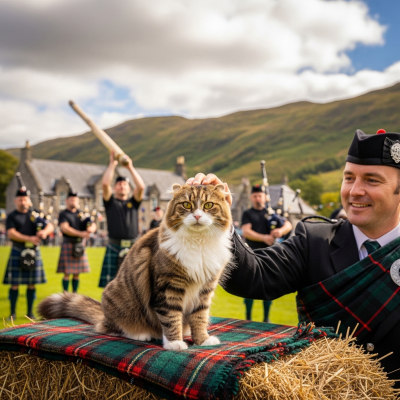 Image of a Highlander interacting with humans or participating in cultural activities