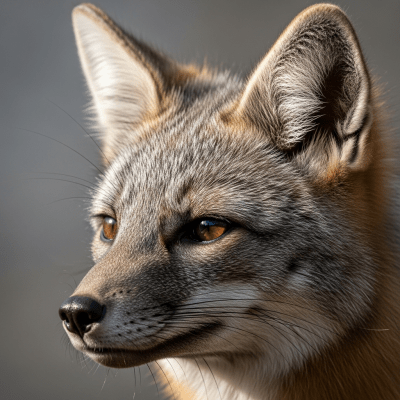 Close-up photograph of the face of a Hoary Fox
