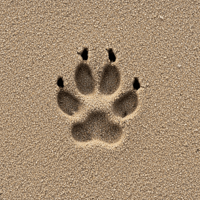 Image depicting tracks or footprints left by a Hoary Fox, belonging to the taxonomy canines