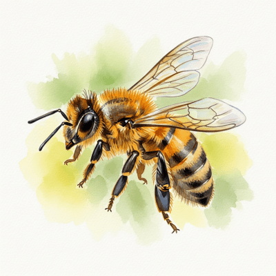 Artistic depiction of a single Honey Bee, belonging to the taxonomy insects