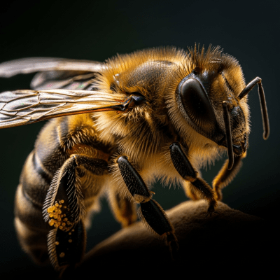 Striking editorial-style portrait of a single Honey Bee, from the taxonomy insects.
