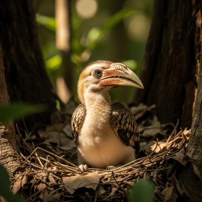 Image of a juvenile or chick stage of the Hornbill, within the taxonomy birds