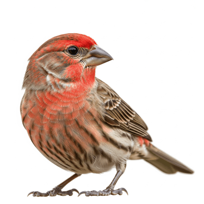 High quality studio photograph of a single House Finch