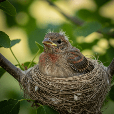 Image of a juvenile or chick stage of the House Finch, within the taxonomy birds