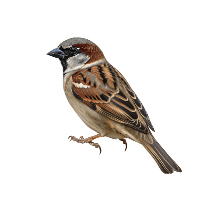 High quality studio photograph of a single House Sparrow