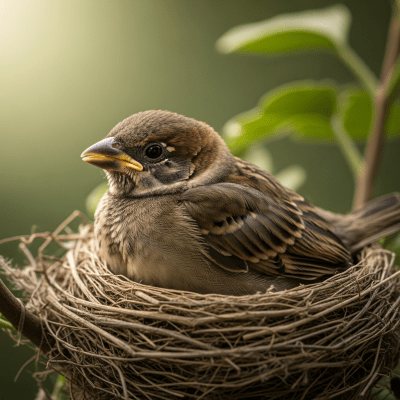 Image of a juvenile or chick stage of the House Sparrow, within the taxonomy birds