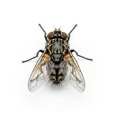 High quality studio photograph of a single Housefly, belonging to the taxonomy insects