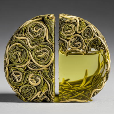 Cross-sectional close-up of a Huangshan Maofeng