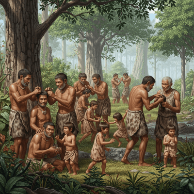 Image showing a group of Human (apes) engaging in typical social behavior