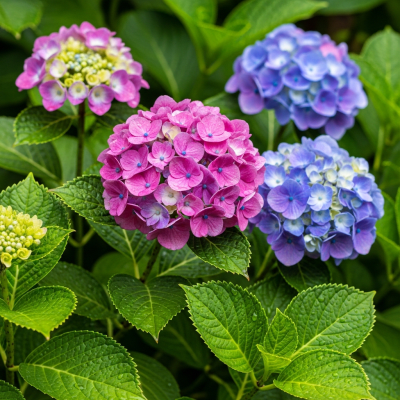 Photograph of a Hydrangea (flowers) in its natural environment