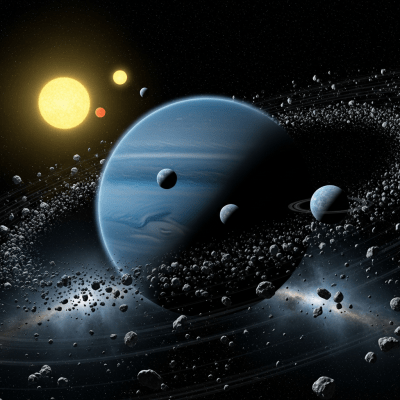 Visualization of a Ice giant (planets) interacting dynamically within its typical system architecture