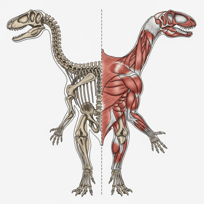Detailed anatomical cross-section illustration of a Iguanodon