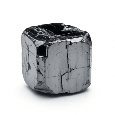 High resolution studio photograph of a single specimen of Ilmenite