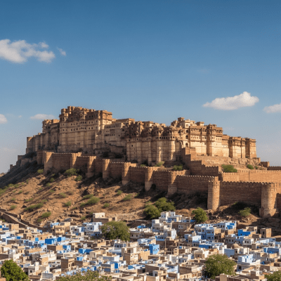 A realistic image of the Indian Hill Fort from the castles taxonomy, situated in its historical or natural environment
