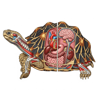 Scientific cross-sectional illustration of a Indian Star Tortoise