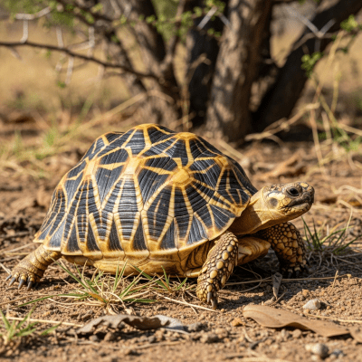 A detailed image of a Indian Star Tortoise (reptiles) in its typical natural habitat