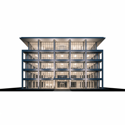 High quality, studio-style photograph of a single International Style from the architecture taxonomy