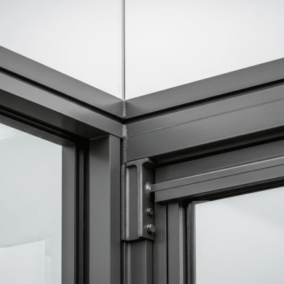 Close-up detail shot of a distinctive feature or ornamentation from the International Style (architecture), showing material texture, craftsmanship, or unique design elements