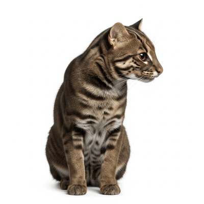 High quality studio photograph of a single Iriomote Cat