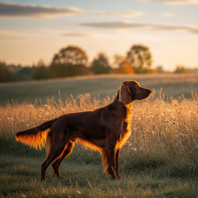Naturalistic outdoor image of a Irish Setter