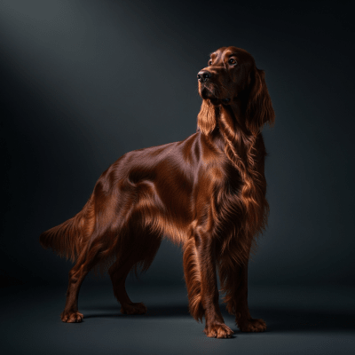 Editorial-style portrait of a Irish Setter from the taxonomy dogs.