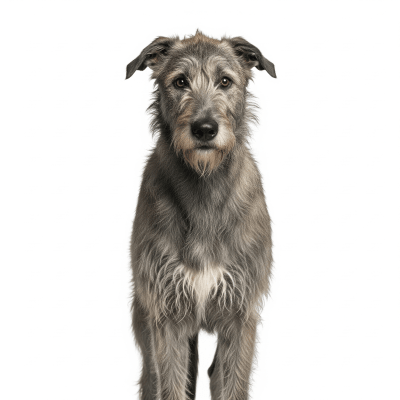 High quality studio photograph of a single Irish Wolfhound