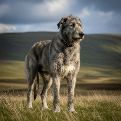 Naturalistic outdoor image of a Irish Wolfhound