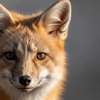 Close-up photograph of the face of a Island Fox