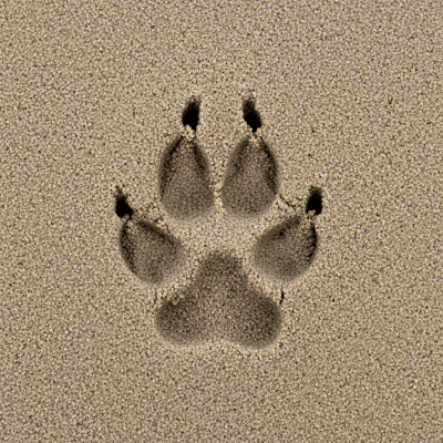 Image depicting tracks or footprints left by a Island Fox, belonging to the taxonomy canines
