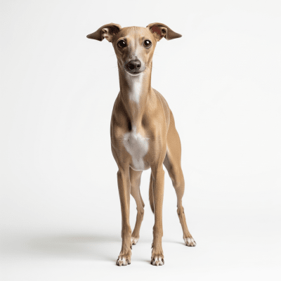 High quality studio photograph of a single Italian Greyhound