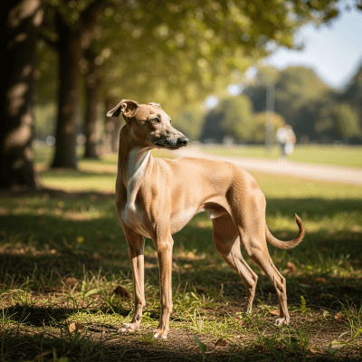 Naturalistic outdoor image of a Italian Greyhound