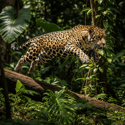 Action shot of a Jaguar