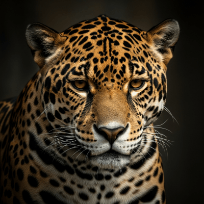 Editorial-style portrait of a Jaguar (felines), emphasizing its unique features and personality.