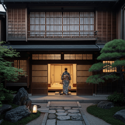 Photograph depicting Japanese, an example of architecture, in active use or cultural context—such as being inhabited, visited, or used for its intended purpose—while keeping focus on the structure itself