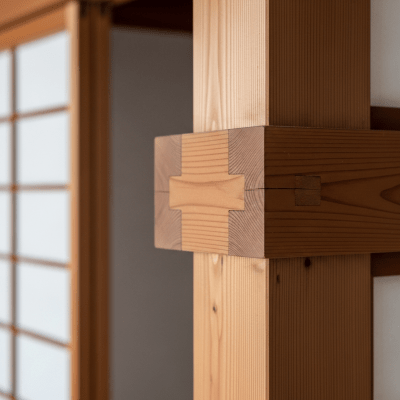 Close-up detail shot of a distinctive feature or ornamentation from the Japanese (architecture), showing material texture, craftsmanship, or unique design elements