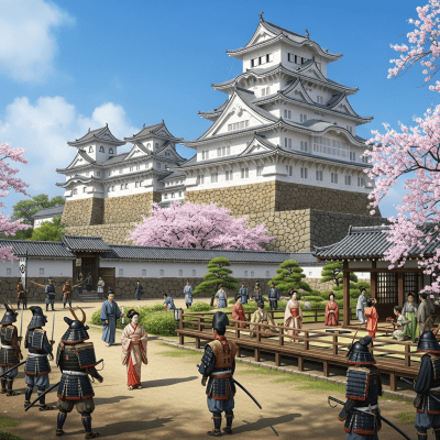 An image showing the Japanese Castle (Shiro) from the castles taxonomy being used or inhabited historically