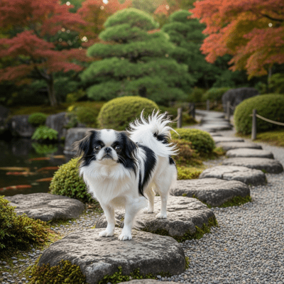 Naturalistic outdoor image of a Japanese Chin