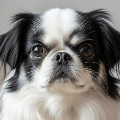 Close-up photograph of the face of a Japanese Chin